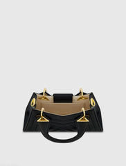 Black Angular Quilted Napa Leather Handbag