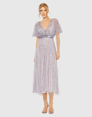 A Line Embellished Short Sleeve Dress