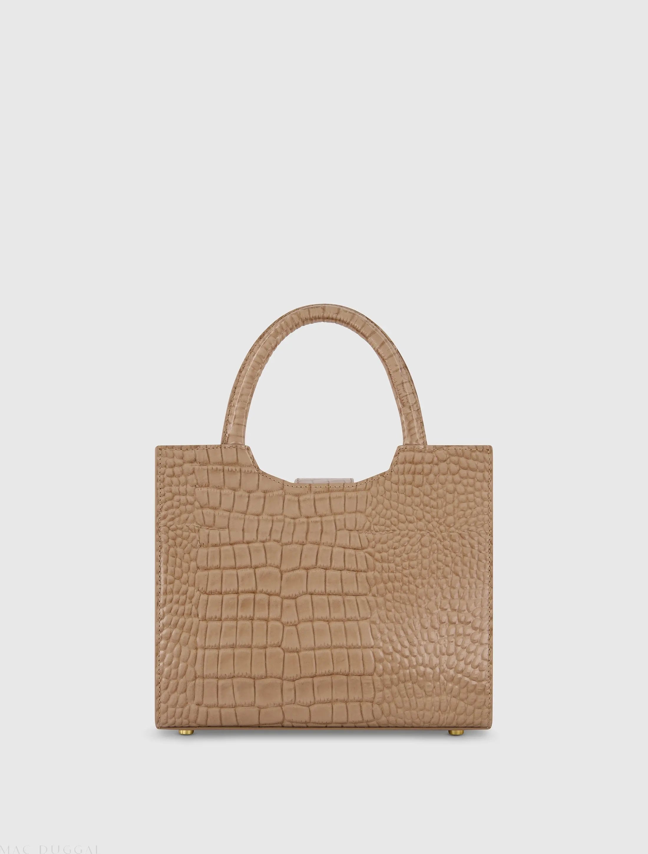 Brown Crocodile Leather Tote Bag With Gold Buckle - FINAL SALE