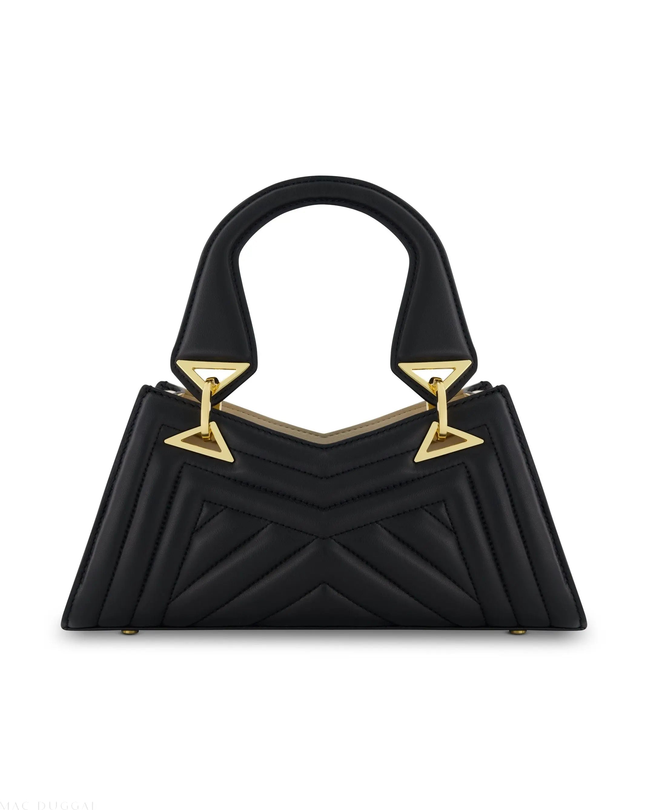 Black Angular Quilted Napa Leather Handbag